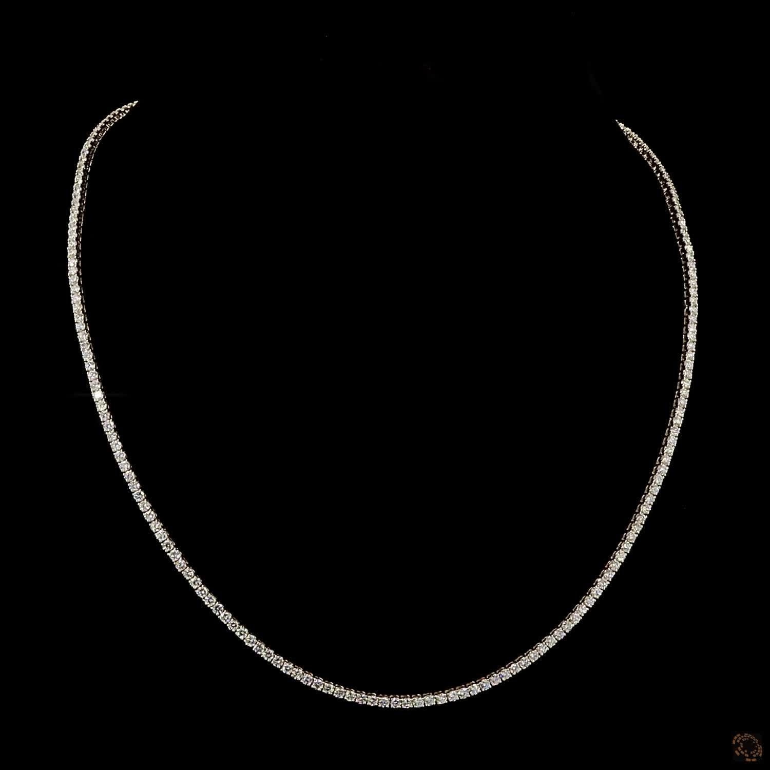 7.07 Ct Minimalist Single Row Graduated Round Diamond Yellow Gold Statement Chain