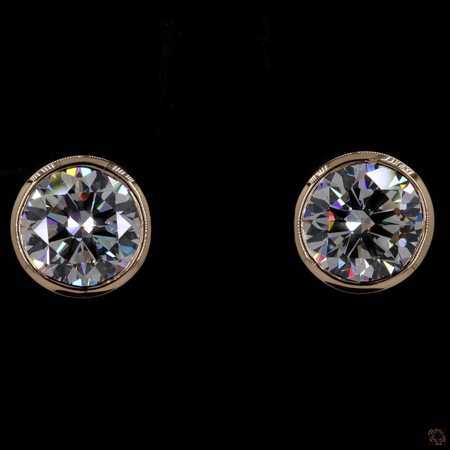 3.07 Ct 14K Yellow GOLD Round Shape Studs Earring