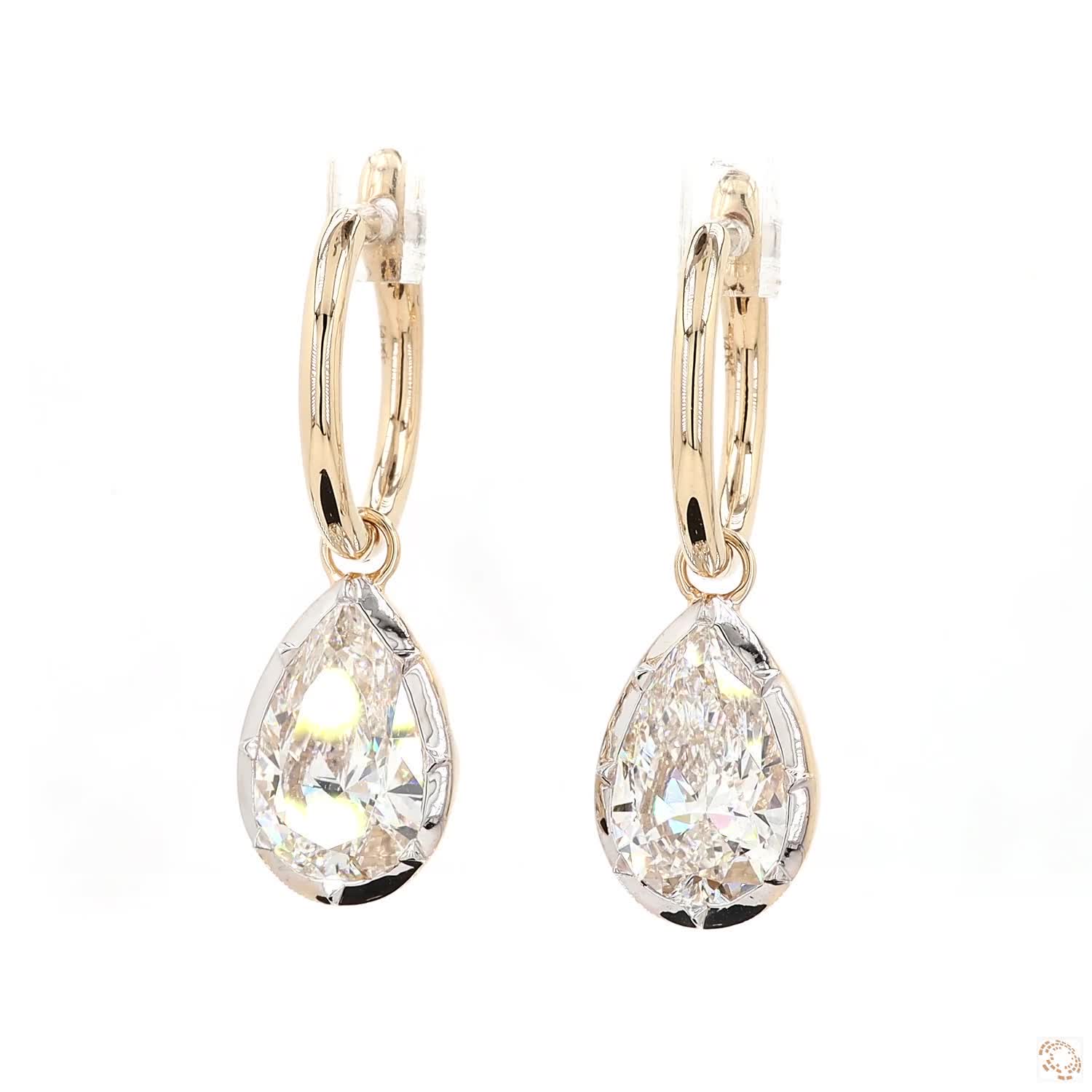 6.09 Ct Minimalist Pear Cut Gold Hoop Earrings | Elegant Drop Earrings for Women