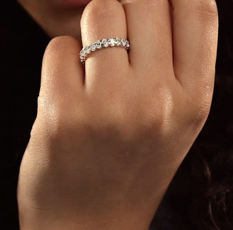 2.00 Ct Oval Diamond Eternity Band (North-South Set) Prong Set Wedding Ring