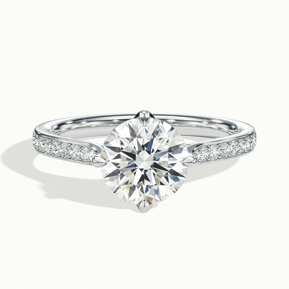 2.20 Ct In Round Bardot Scallop Engagement Ring