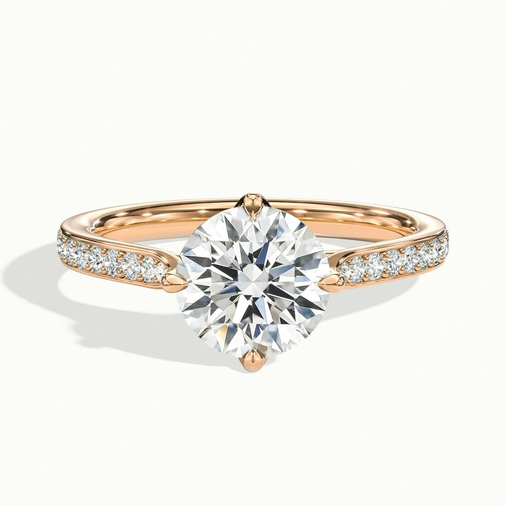 2.20 Ct In Round Bardot Scallop Engagement Ring