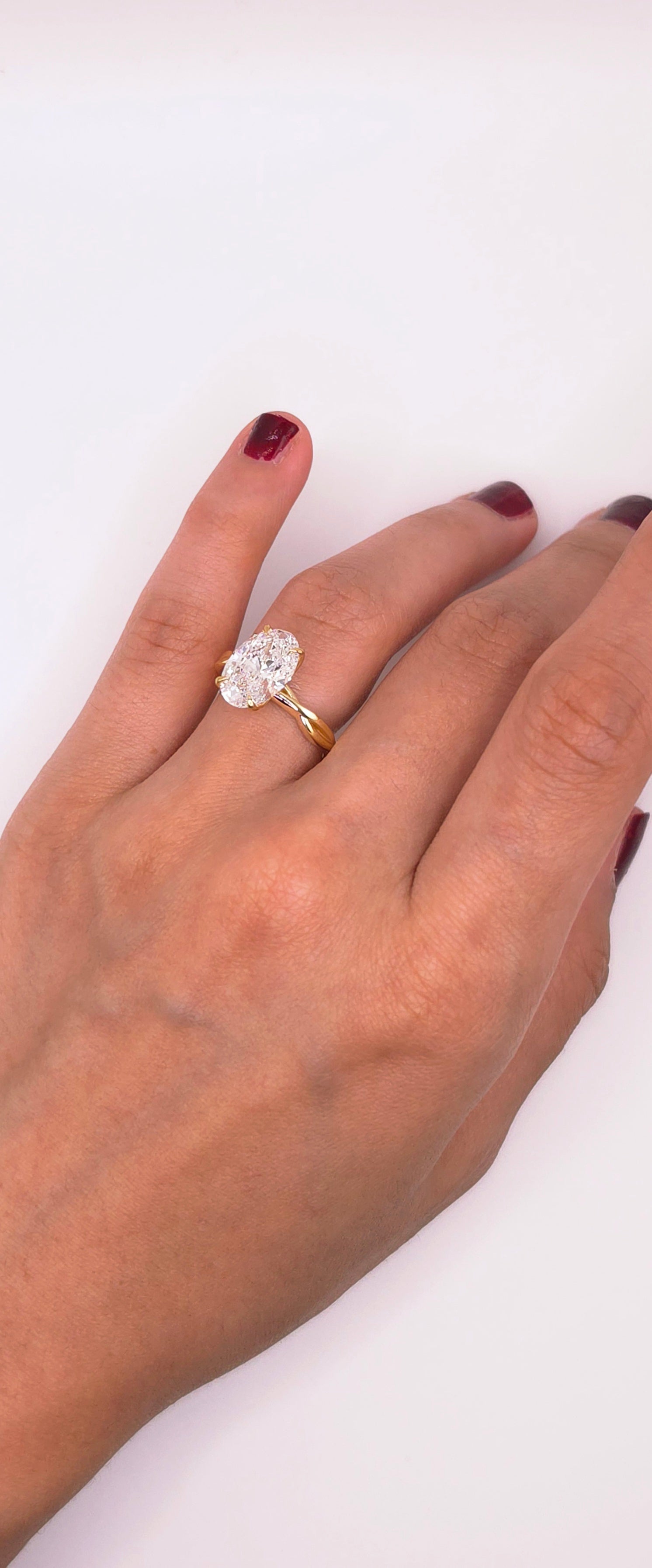 3.08 Ct Classic Oval Solitaire Ring with Twisted Cathedral Shank