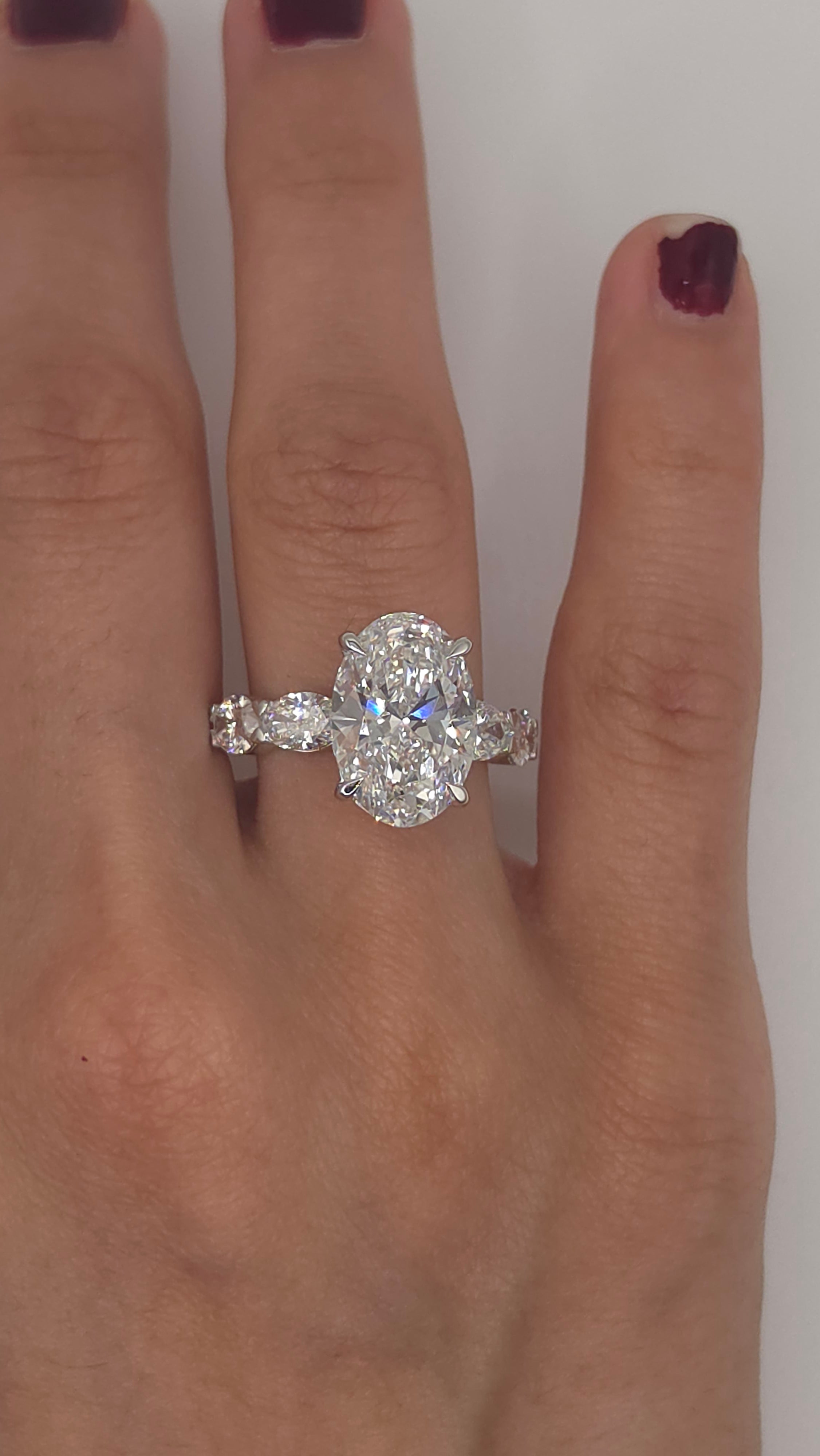 6.64 Ct The Grand Oval: Oval Cut Lab-Grown Diamond Ring with Graduated Oval Accent Shank