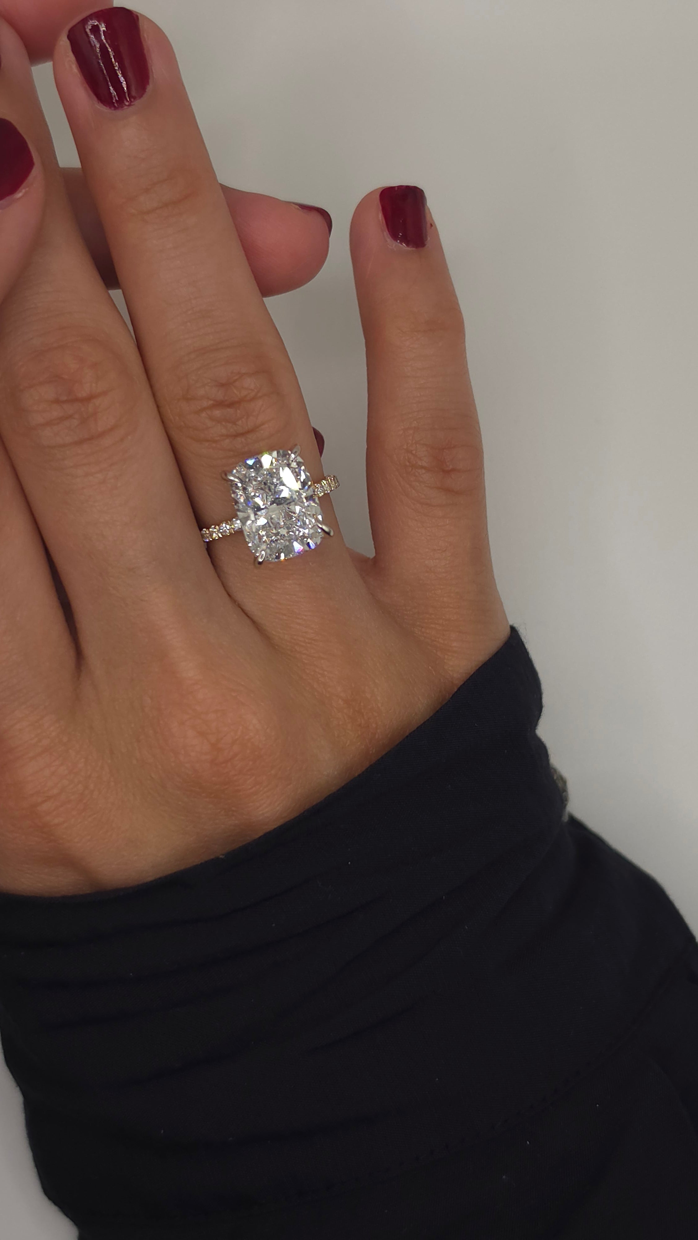 6.43 Ct Exquisite Elongated Cushion Cut Diamond Engagement Ring with Micro-Pavé Band