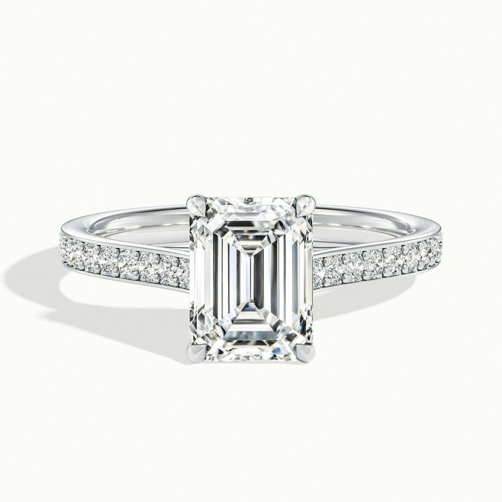 2.30 Ct In Emerald Bardot Scallop Engagement Ring