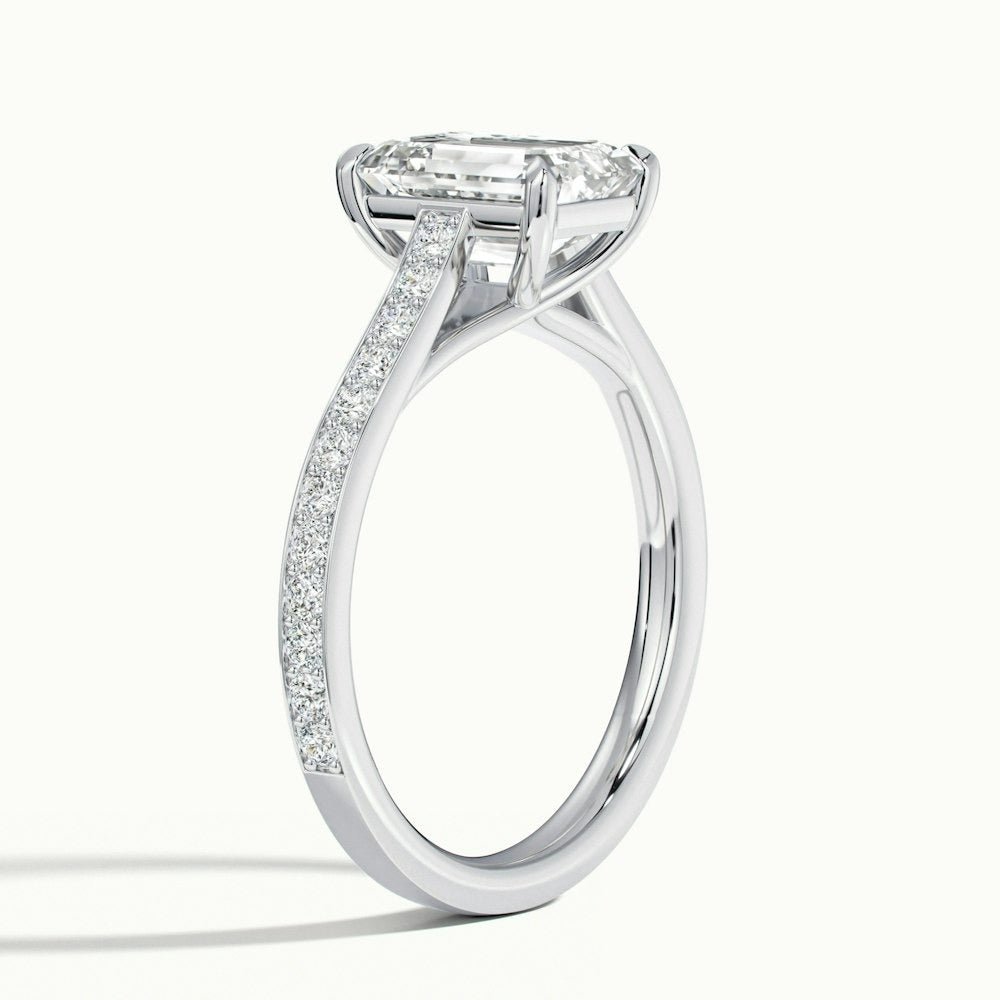 2.30 Ct In Emerald Bardot Scallop Engagement Ring