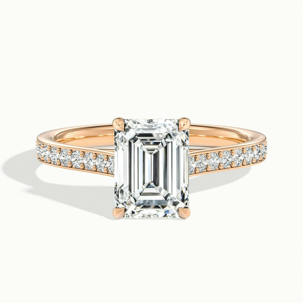 2.30 Ct In Emerald Bardot Scallop Engagement Ring