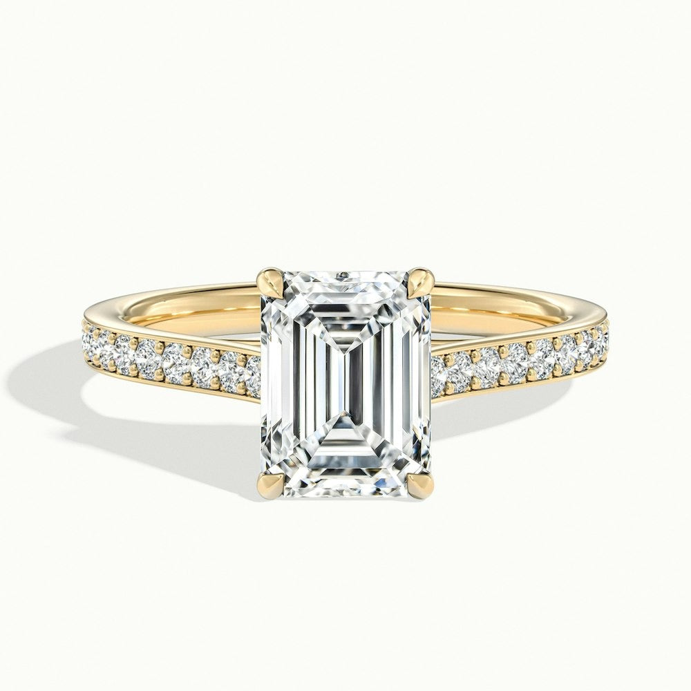 2.30 Ct In Emerald Bardot Scallop Engagement Ring