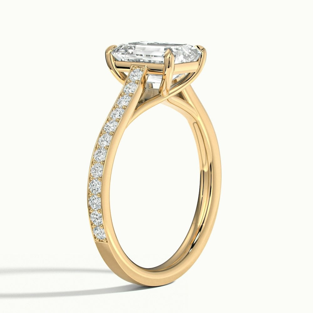2.30 Ct In Emerald Bardot Scallop Engagement Ring