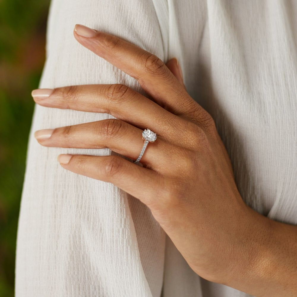 2.30 Ct In Round Bardot Scallop Engagement Ring