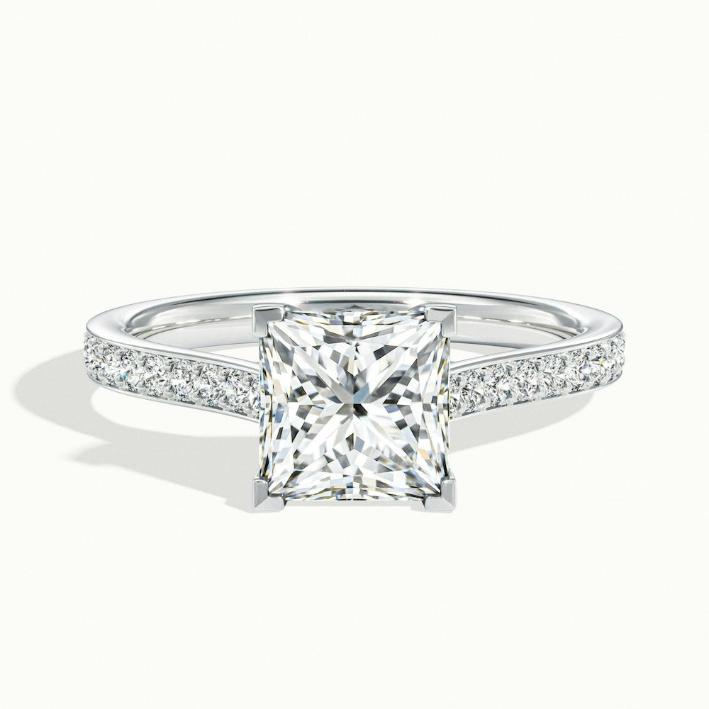 2.30 Ct In Princess Bardot Scallop Engagement Ring