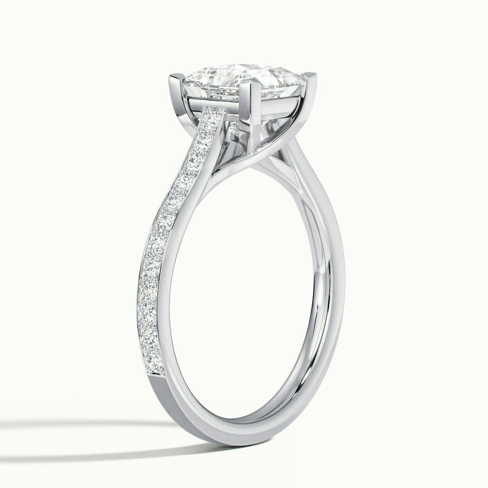 2.30 Ct In Princess Bardot Scallop Engagement Ring