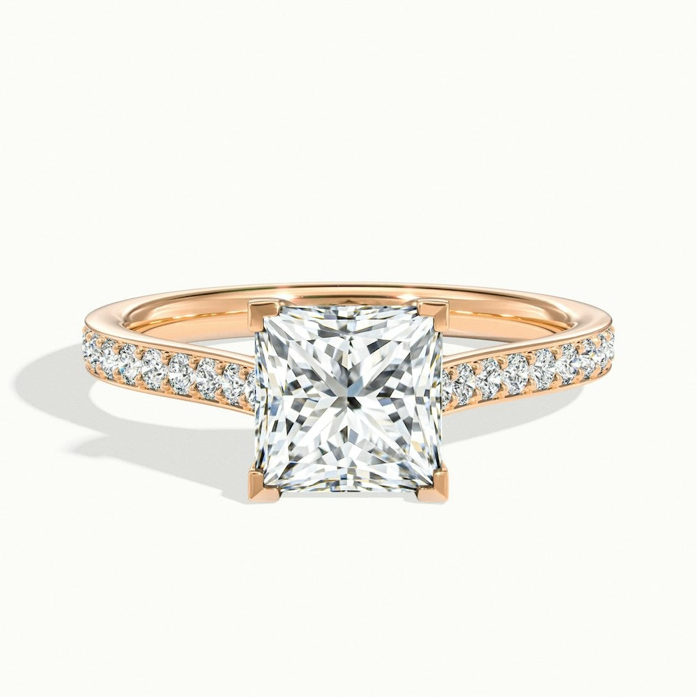 2.30 Ct In Princess Bardot Scallop Engagement Ring