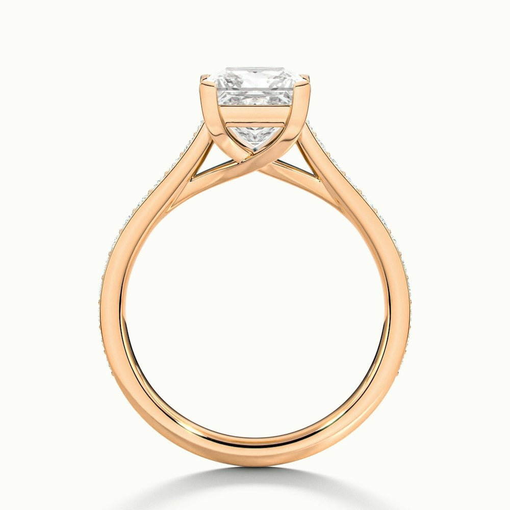 2.30 Ct In Princess Bardot Scallop Engagement Ring