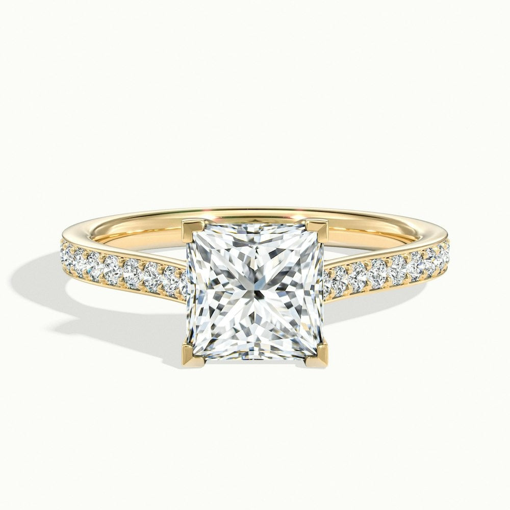 2.30 Ct In Princess Bardot Scallop Engagement Ring