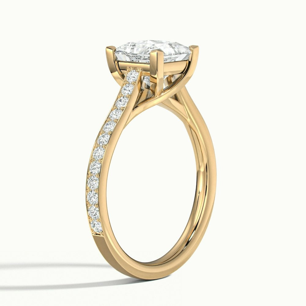2.30 Ct In Princess Bardot Scallop Engagement Ring