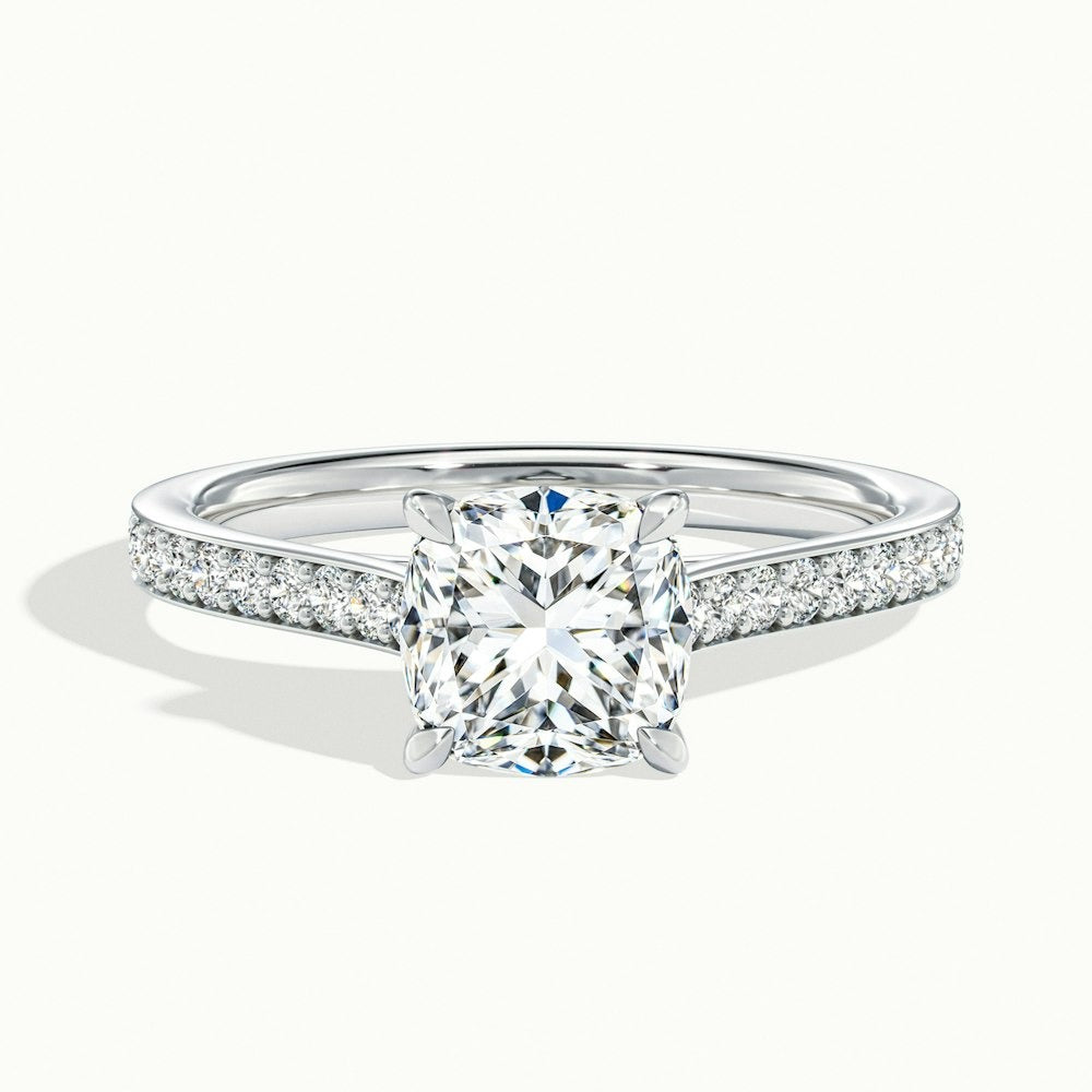 2.50 Ct In Cushion Bardot Scallop Engagement Ring
