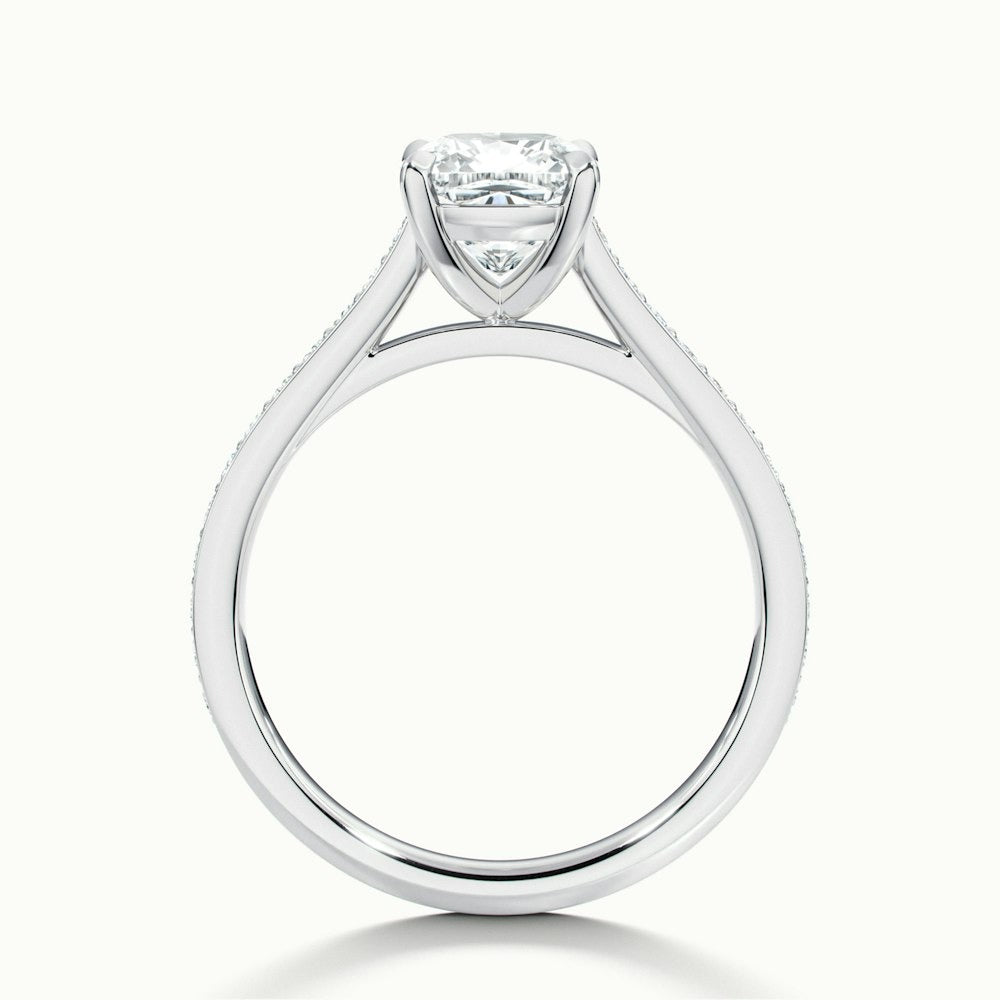 2.50 Ct In Cushion Bardot Scallop Engagement Ring