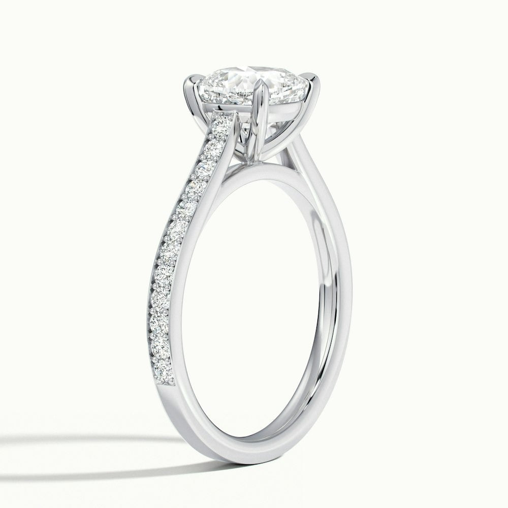 2.50 Ct In Cushion Bardot Scallop Engagement Ring