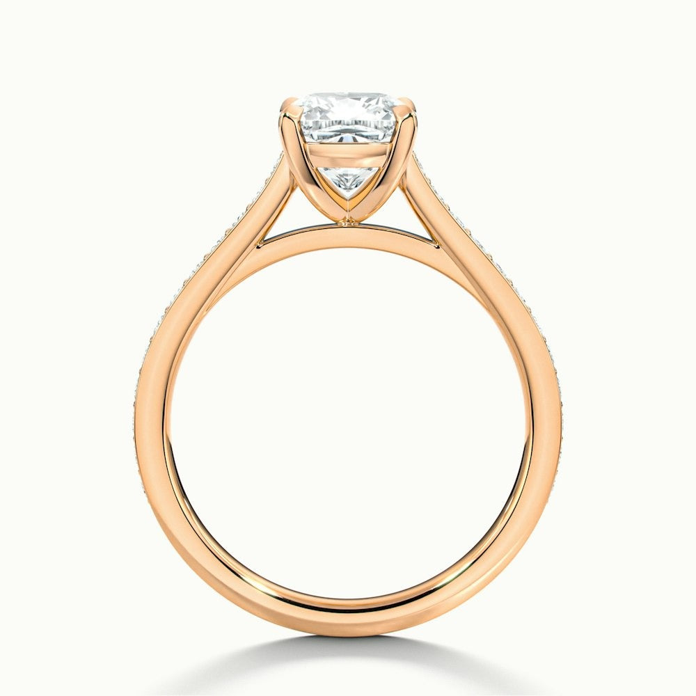 2.50 Ct In Cushion Bardot Scallop Engagement Ring