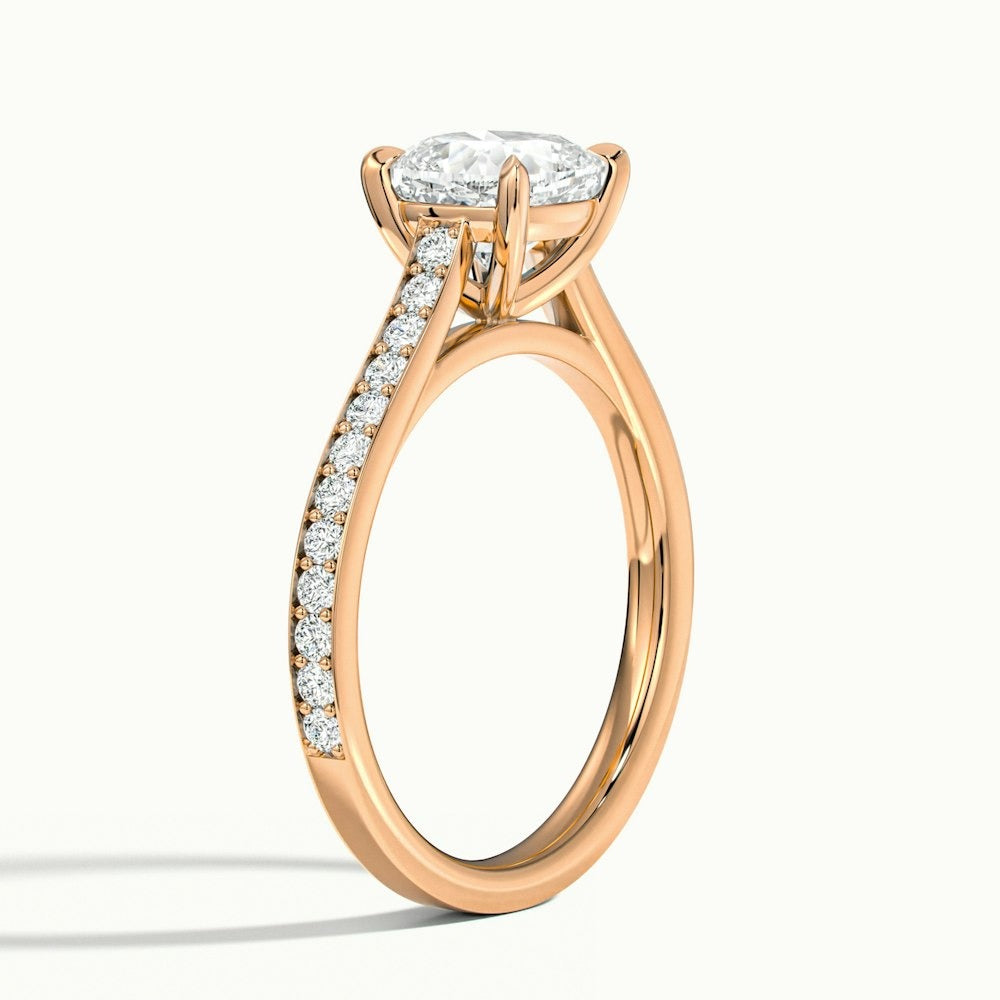 2.50 Ct In Cushion Bardot Scallop Engagement Ring