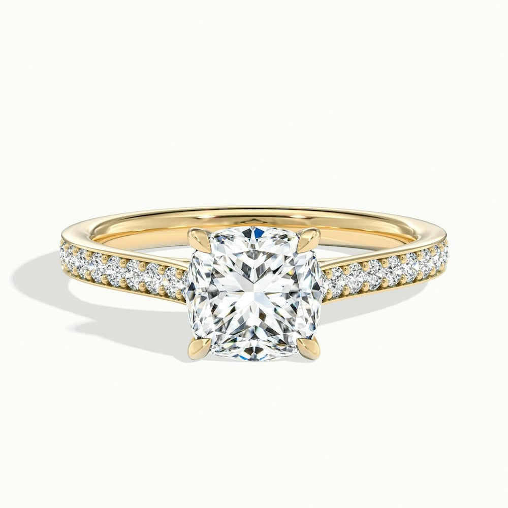 2.50 Ct In Cushion Bardot Scallop Engagement Ring