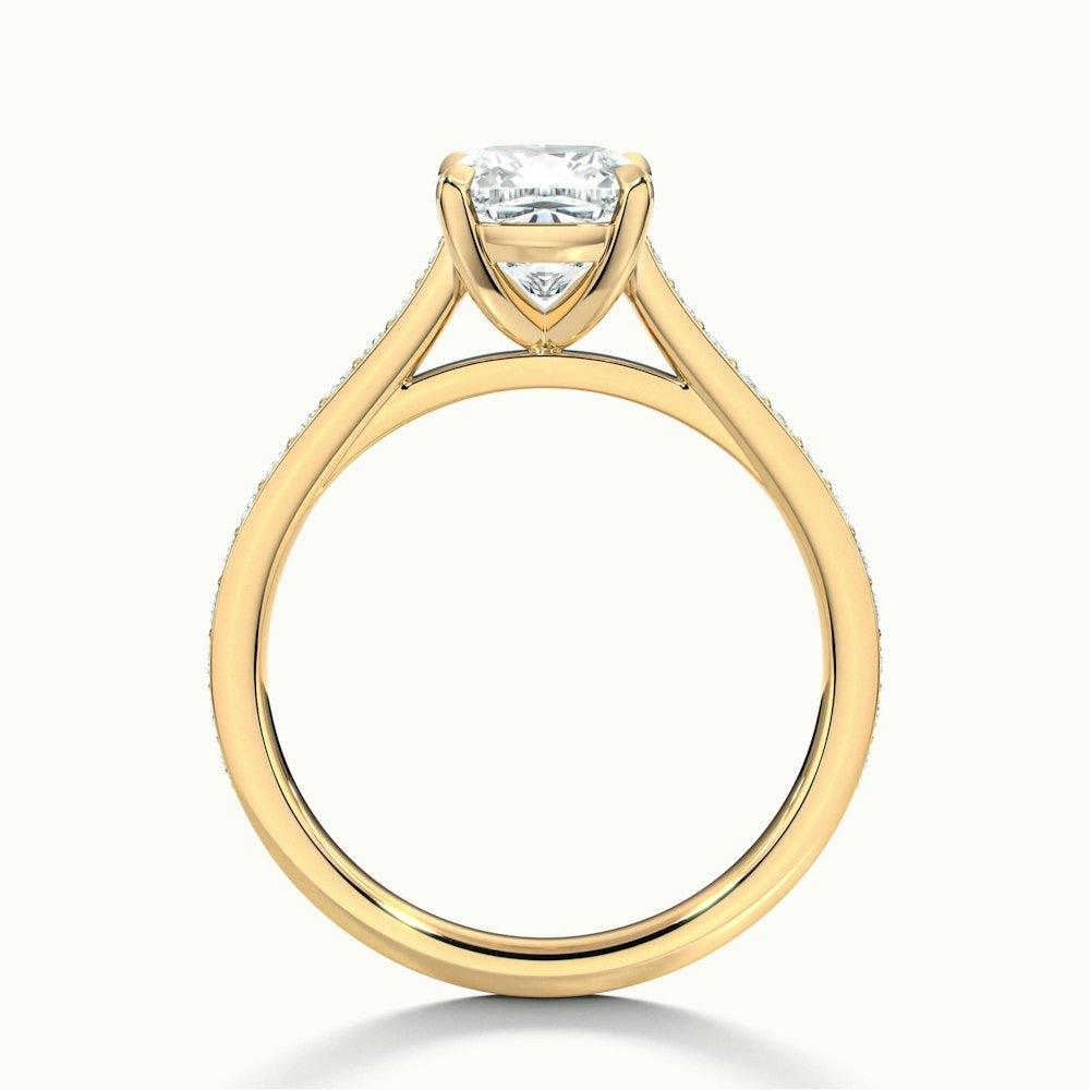 2.50 Ct In Cushion Bardot Scallop Engagement Ring