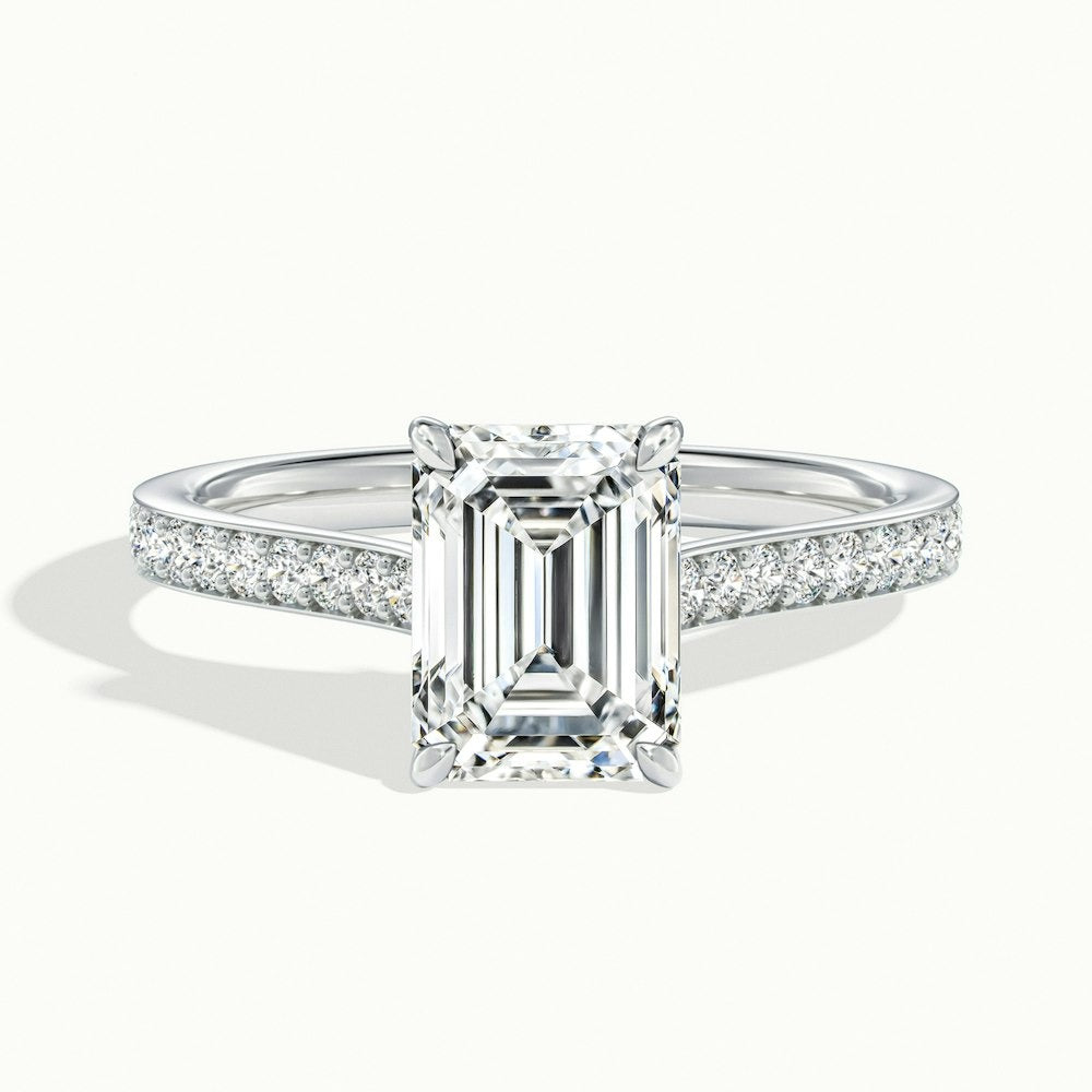 2.50 Ct In Emerald Bardot Scallop Engagement Ring