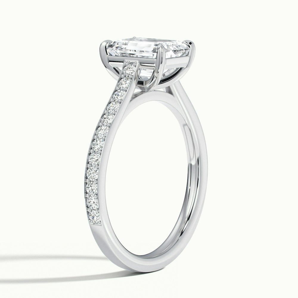 2.50 Ct In Emerald Bardot Scallop Engagement Ring