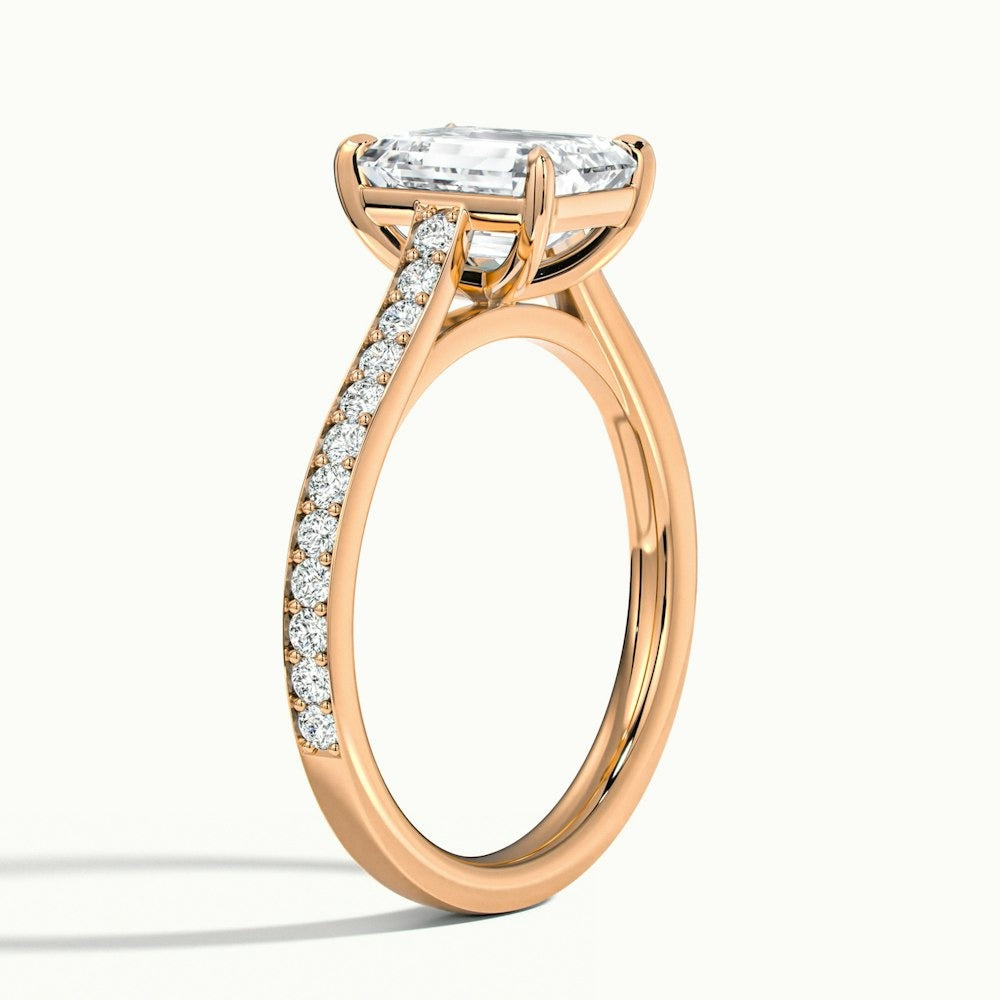 2.50 Ct In Emerald Bardot Scallop Engagement Ring