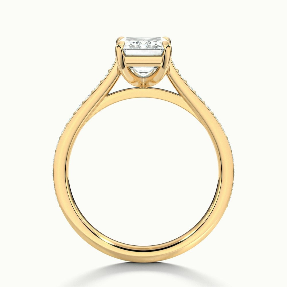 2.50 Ct In Emerald Bardot Scallop Engagement Ring