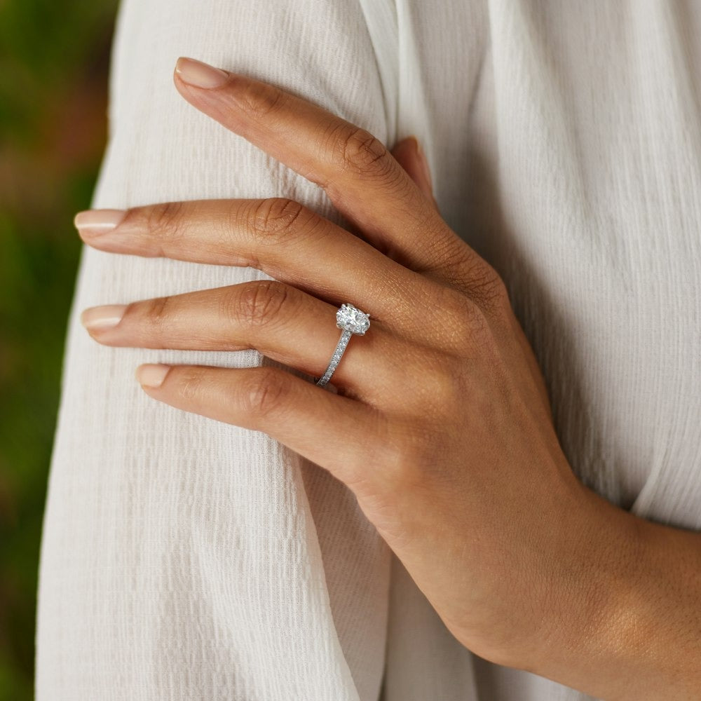 2.50 Ct In Oval Bardot Scallop Engagement Ring