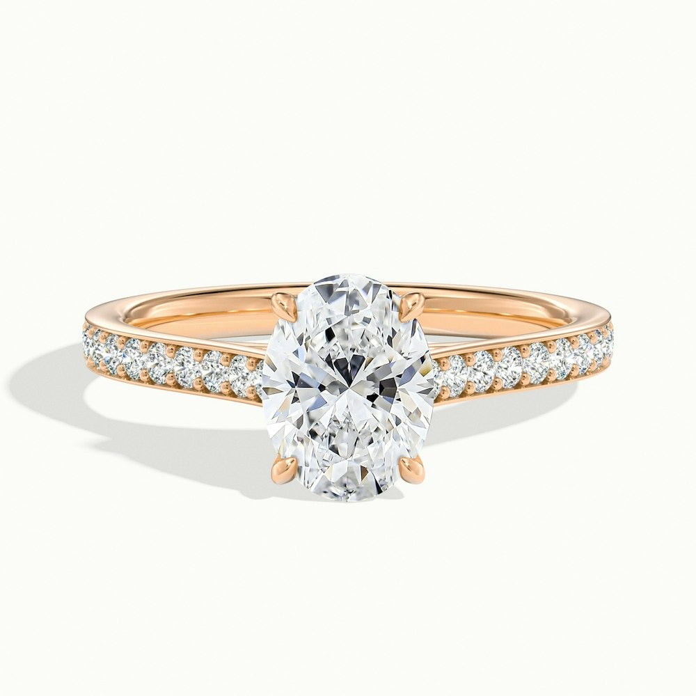 2.50 Ct In Oval Bardot Scallop Engagement Ring