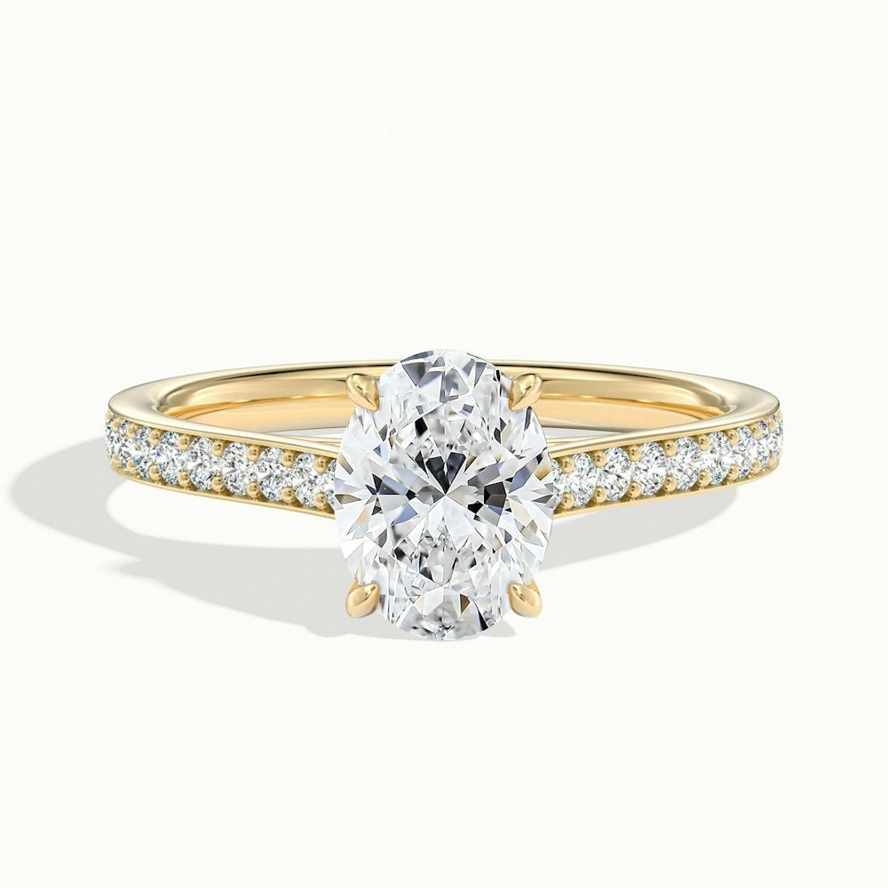 2.50 Ct In Oval Bardot Scallop Engagement Ring