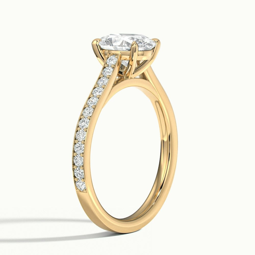 2.50 Ct In Oval Bardot Scallop Engagement Ring