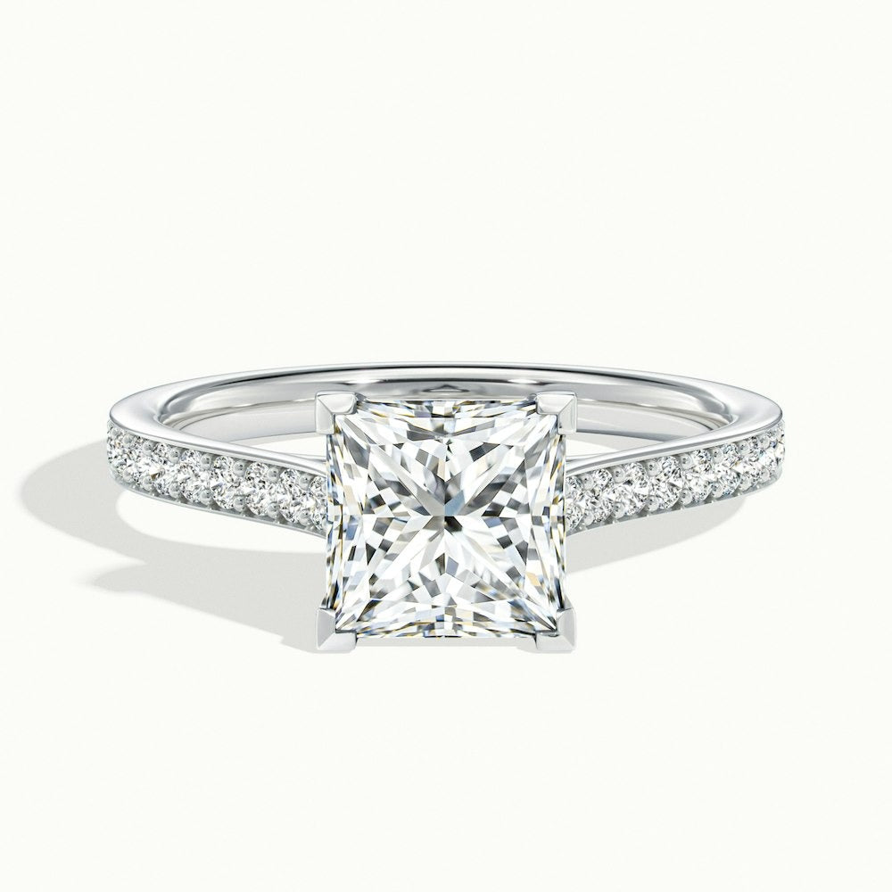 2.50 Ct In Princess Bardot Scallop Engagement Ring