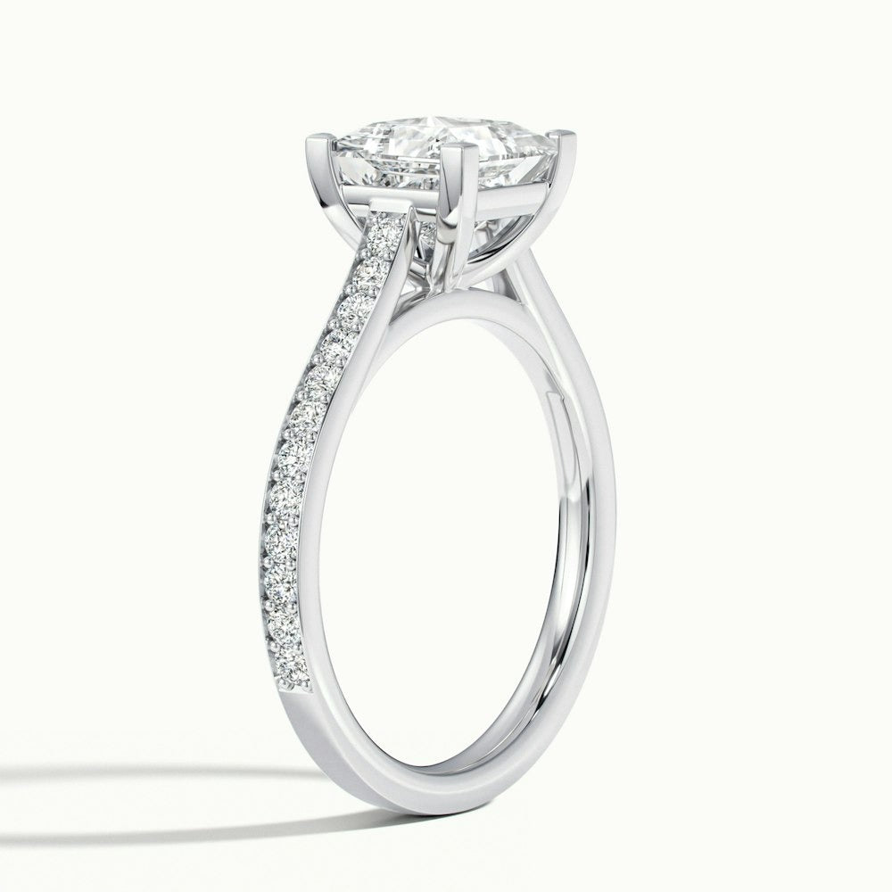 2.50 Ct In Princess Bardot Scallop Engagement Ring