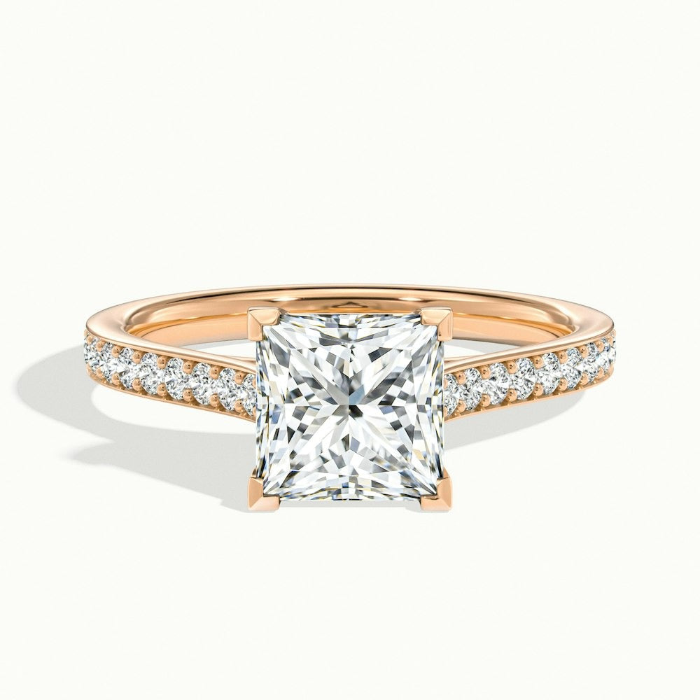 2.50 Ct In Princess Bardot Scallop Engagement Ring