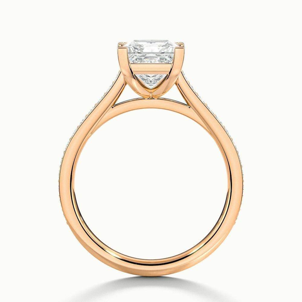 2.50 Ct In Princess Bardot Scallop Engagement Ring