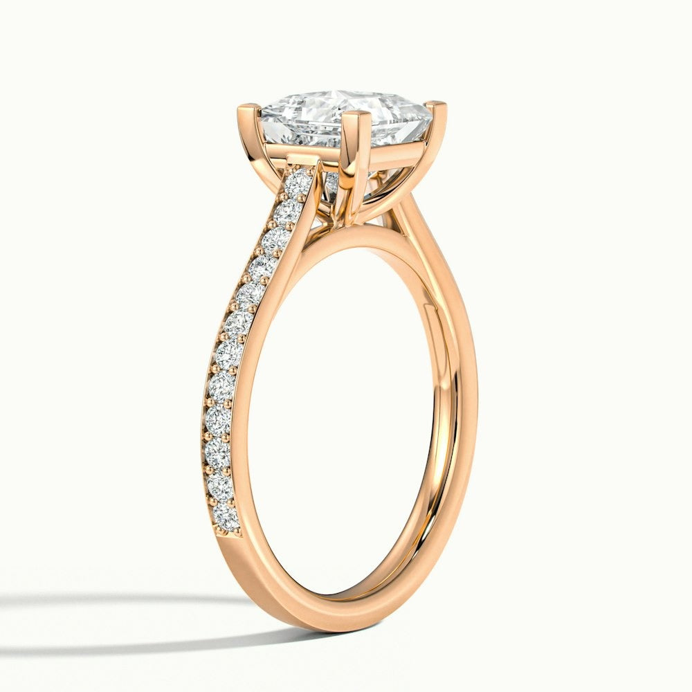 2.50 Ct In Princess Bardot Scallop Engagement Ring