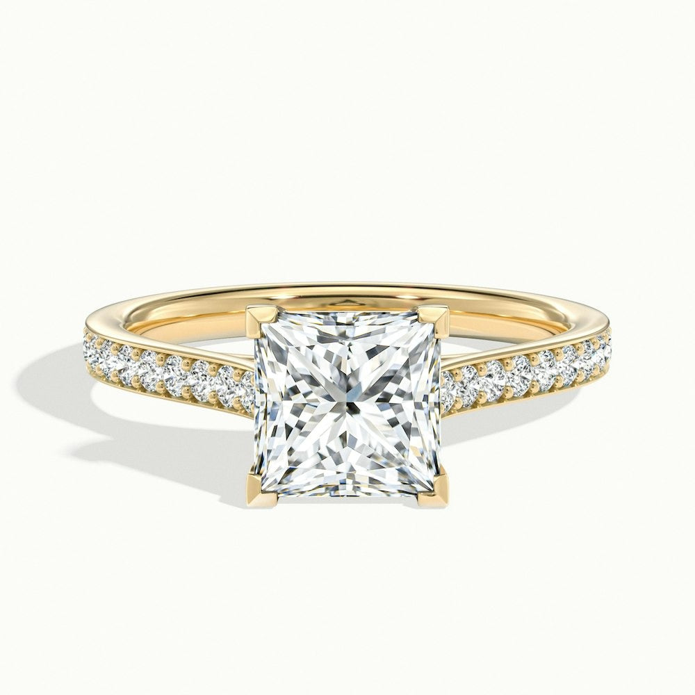 2.50 Ct In Princess Bardot Scallop Engagement Ring