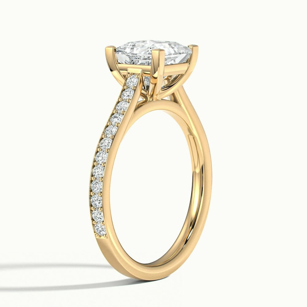 2.50 Ct In Princess Bardot Scallop Engagement Ring