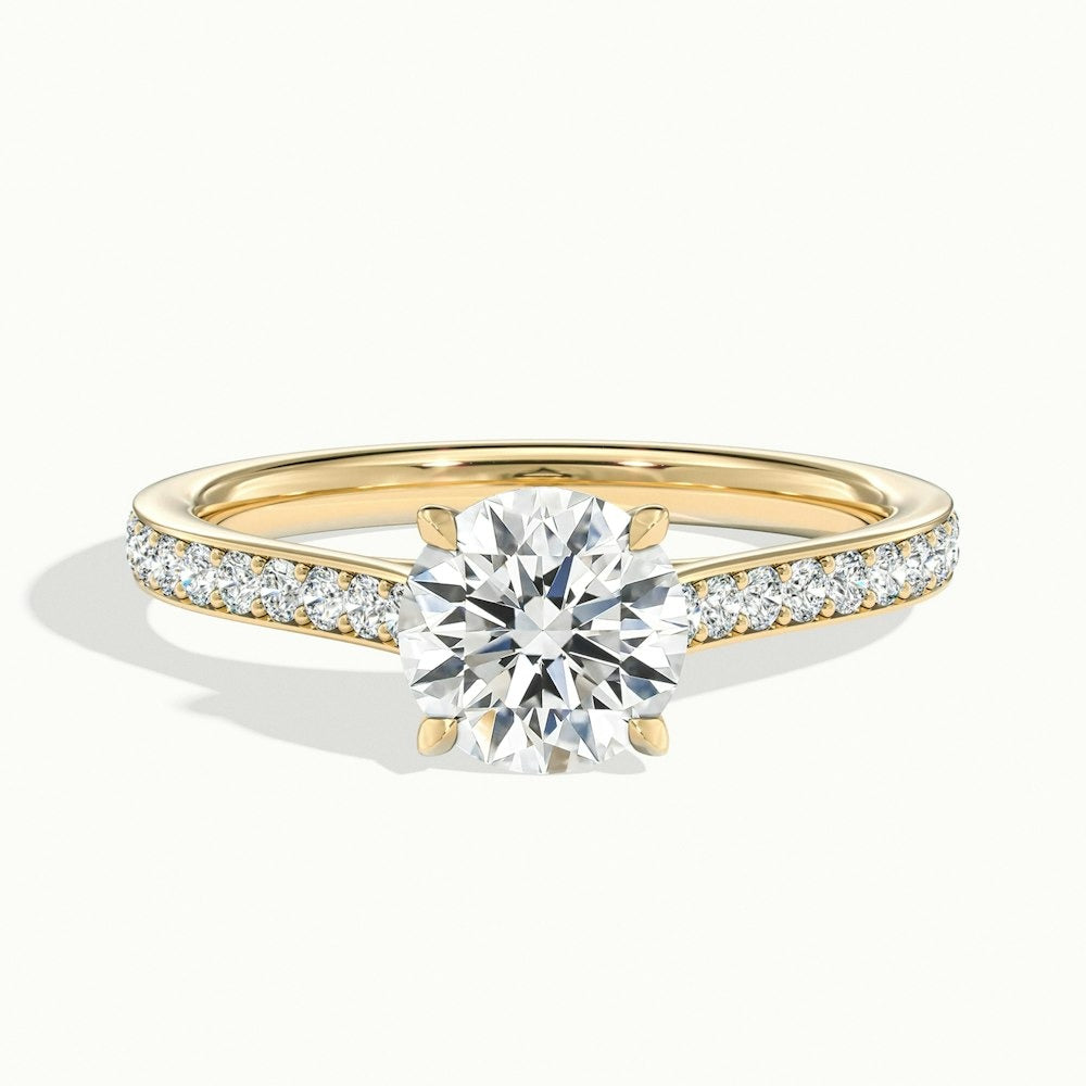 2.50 Ct In Round Bardot Scallop Engagement Ring