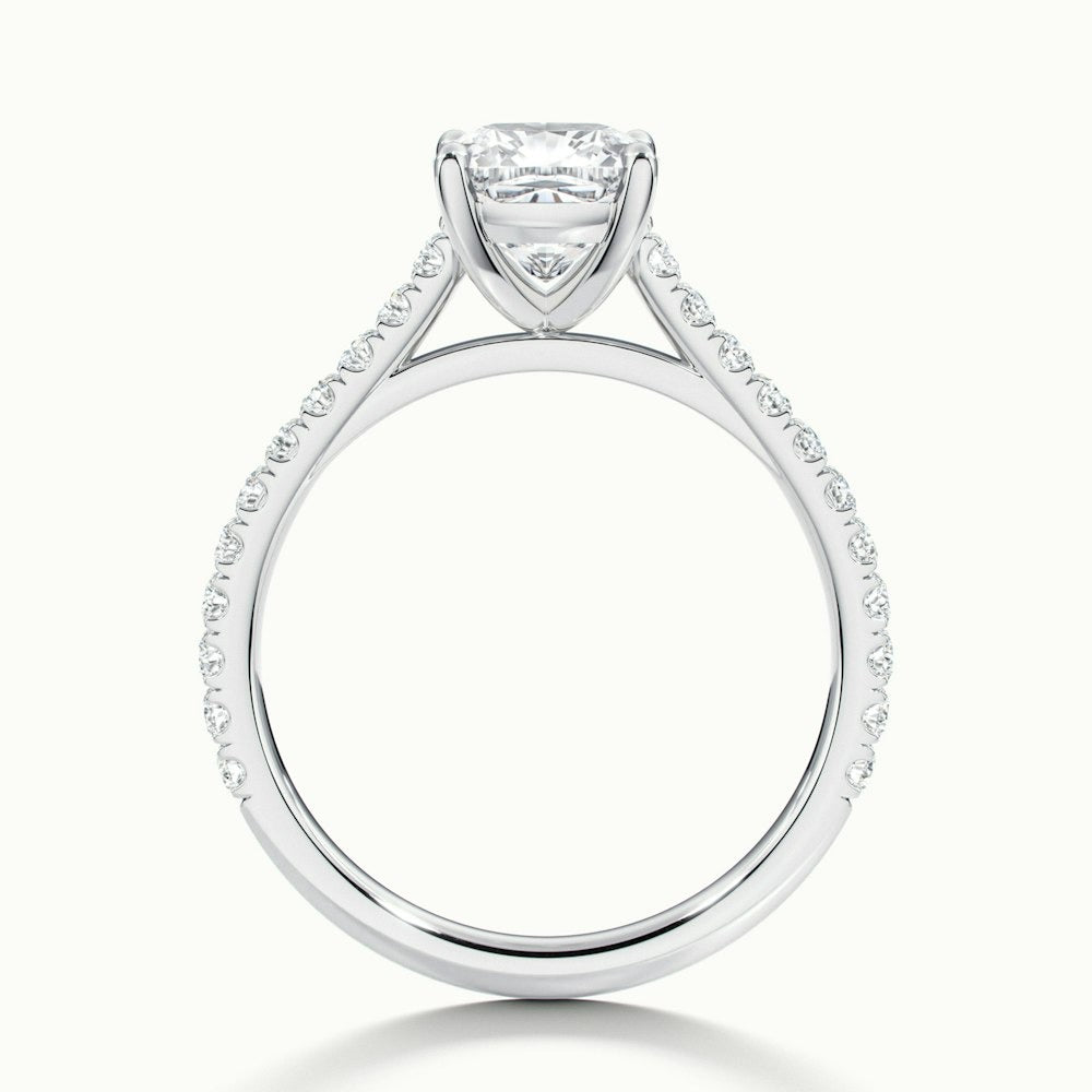 2.40 Ct In Cushion Bardot Scallop Engagement Ring