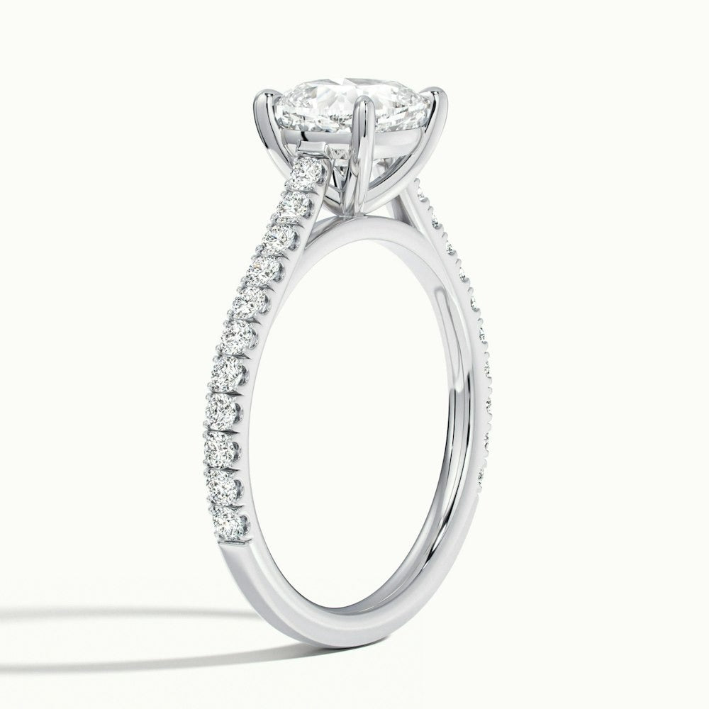 2.40 Ct In Cushion Bardot Scallop Engagement Ring