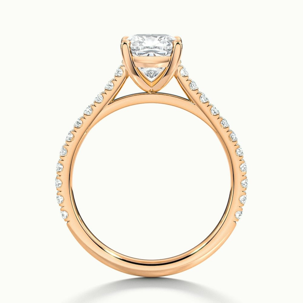 2.40 Ct In Cushion Bardot Scallop Engagement Ring
