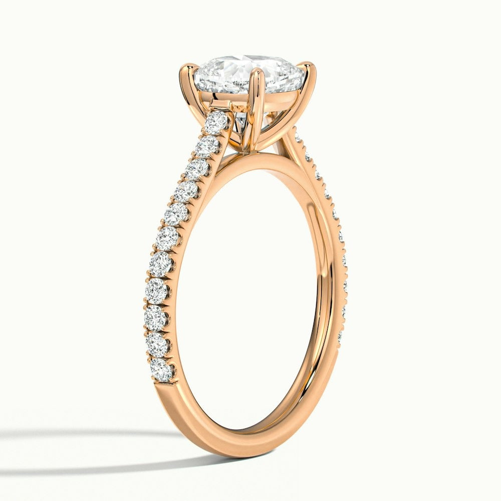 2.40 Ct In Cushion Bardot Scallop Engagement Ring
