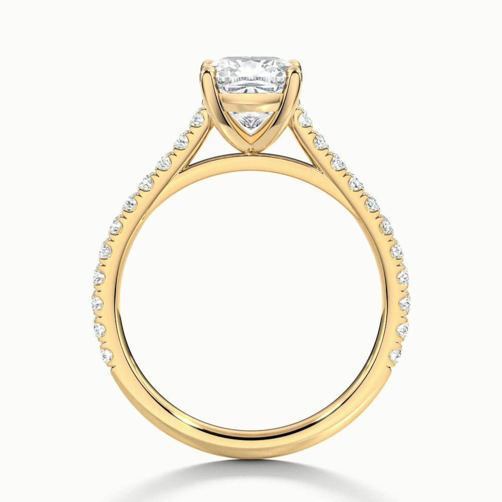 2.40 Ct In Cushion Bardot Scallop Engagement Ring