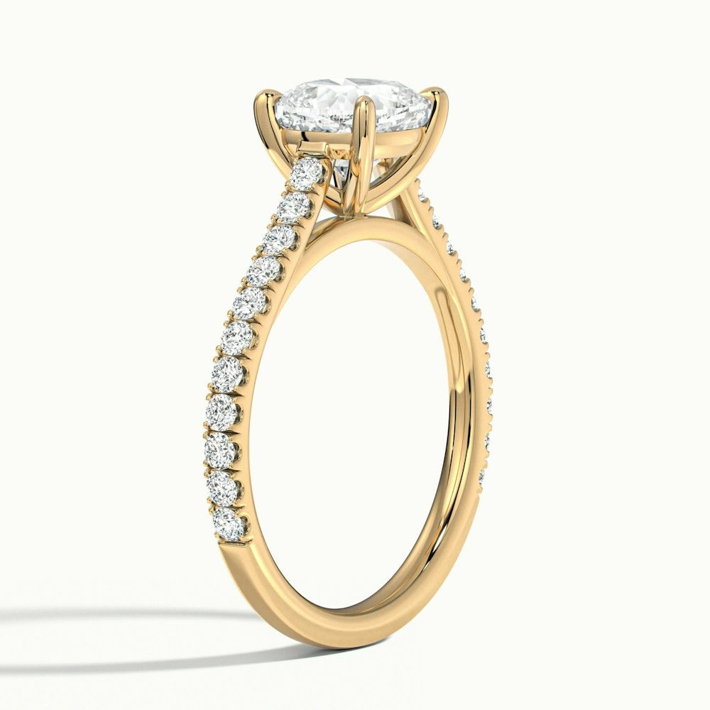 2.40 Ct In Cushion Bardot Scallop Engagement Ring